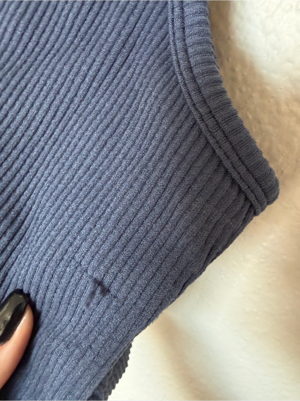 Garage Navy Ribbed Collared Crop Top - Picture 3 of 3
